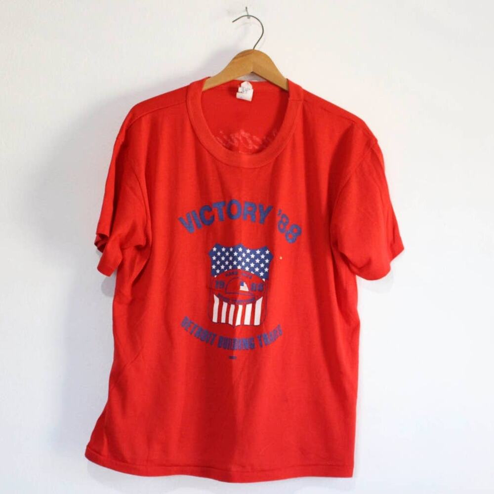 Vintage Victory 1988 Union Labor Detroit Building Trades T Shirt XL